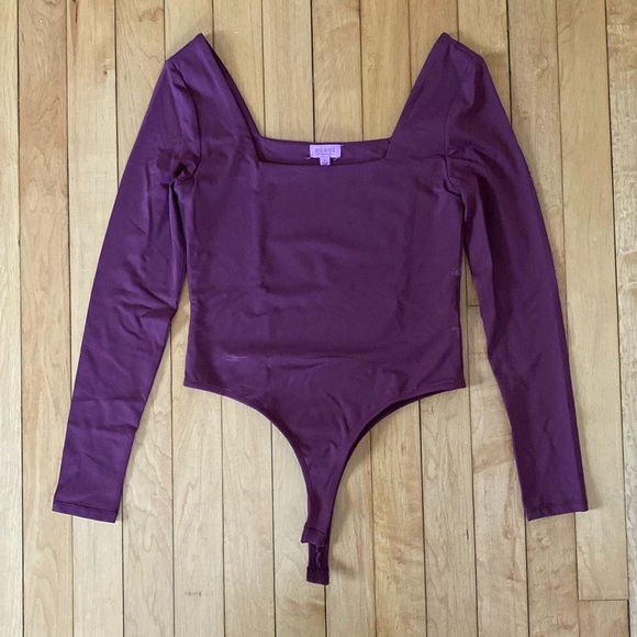 Maroon silk bodysuit from Francesca’s. Size L. Like new. - Picture 1 of 2